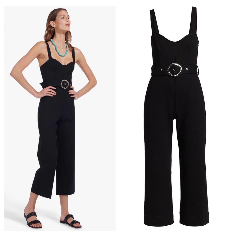 Staud Black Umbria Belted Jumpsuit